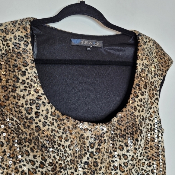 Sue Wong Leopard Sequin Cocktail Dress - Picture 6 of 14